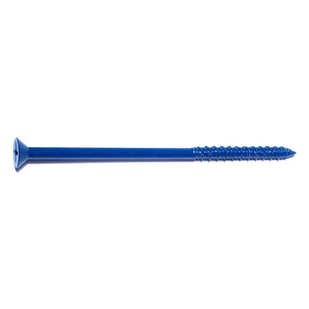 Midwest Fastener Masonry Screw, 1/4" Dia., Flat, 5" L, Steel Blue Ruspert, 100 PK 07880